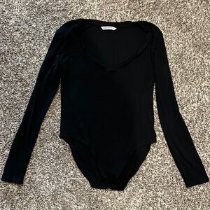 Elegant Black V-Neck Bodysuit